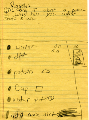 One day I plant a potato. I will tell you what stuff I used